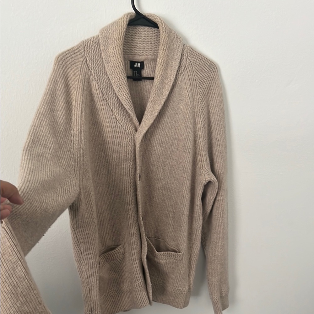 H&M Tan Shawl Collar Cardigan Sweater